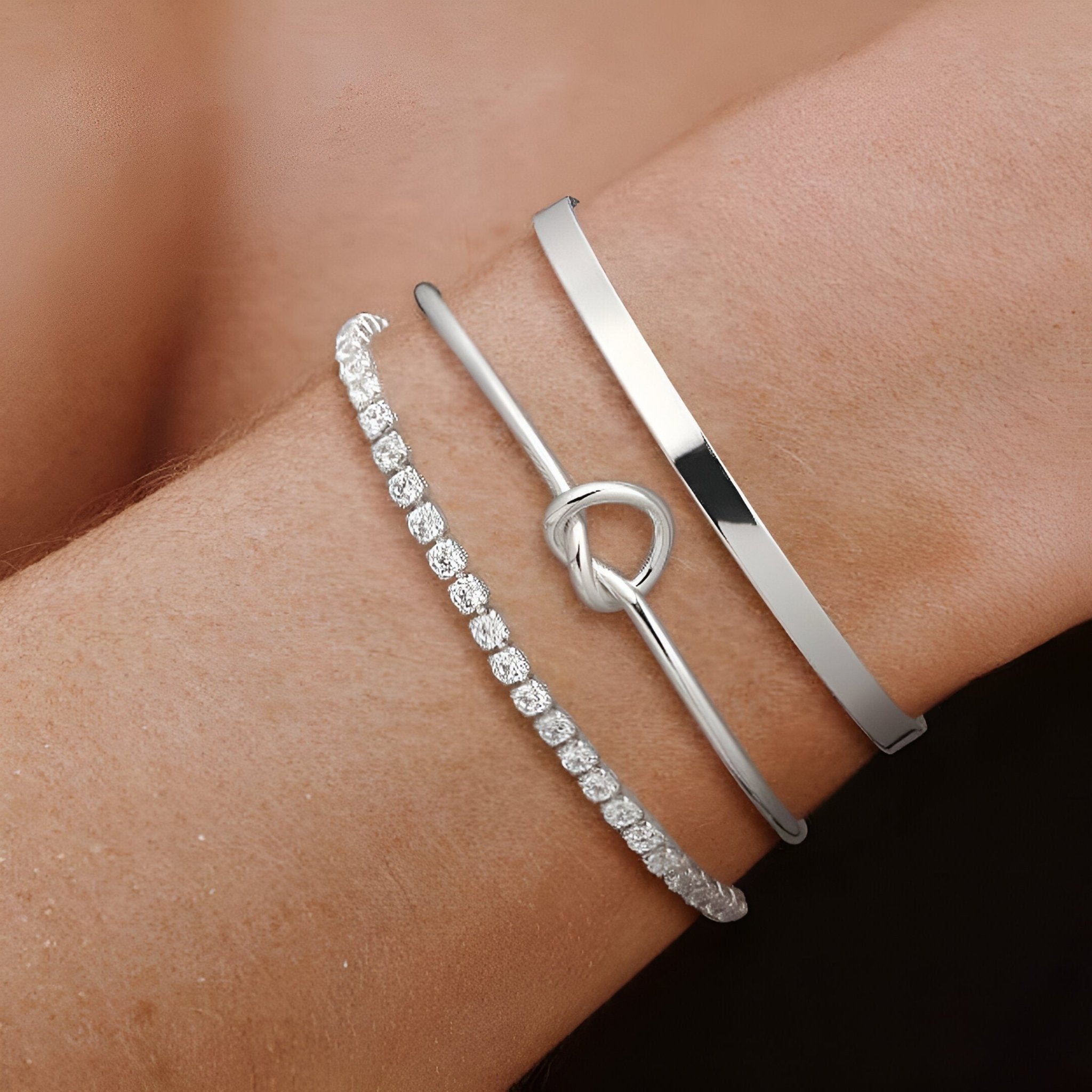 Trio de bracelets chics, en acier inoxydable, pour femme, modèle Orinthia - La Boutique du Bracelet