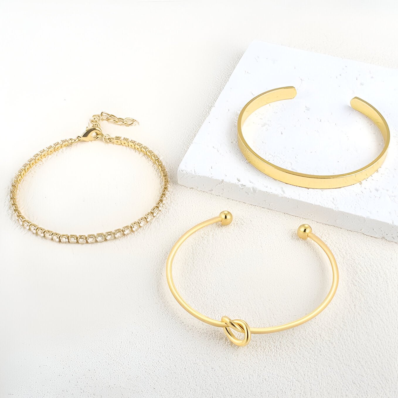 Trio de bracelets chics, en acier inoxydable, pour femme, modèle Orinthia - La Boutique du Bracelet