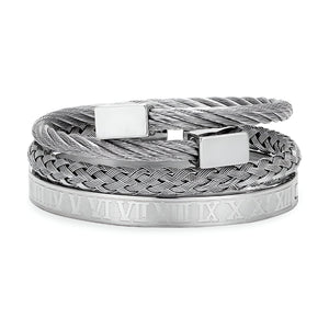 Trio de bracelets en acier inoxydable, pour homme, modèle Orlando - La Boutique du Bracelet