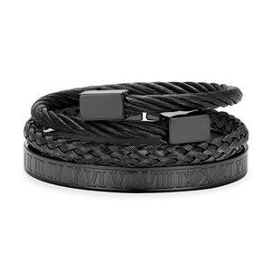 Trio de bracelets en acier inoxydable, pour homme, modèle Orlando - La Boutique du Bracelet