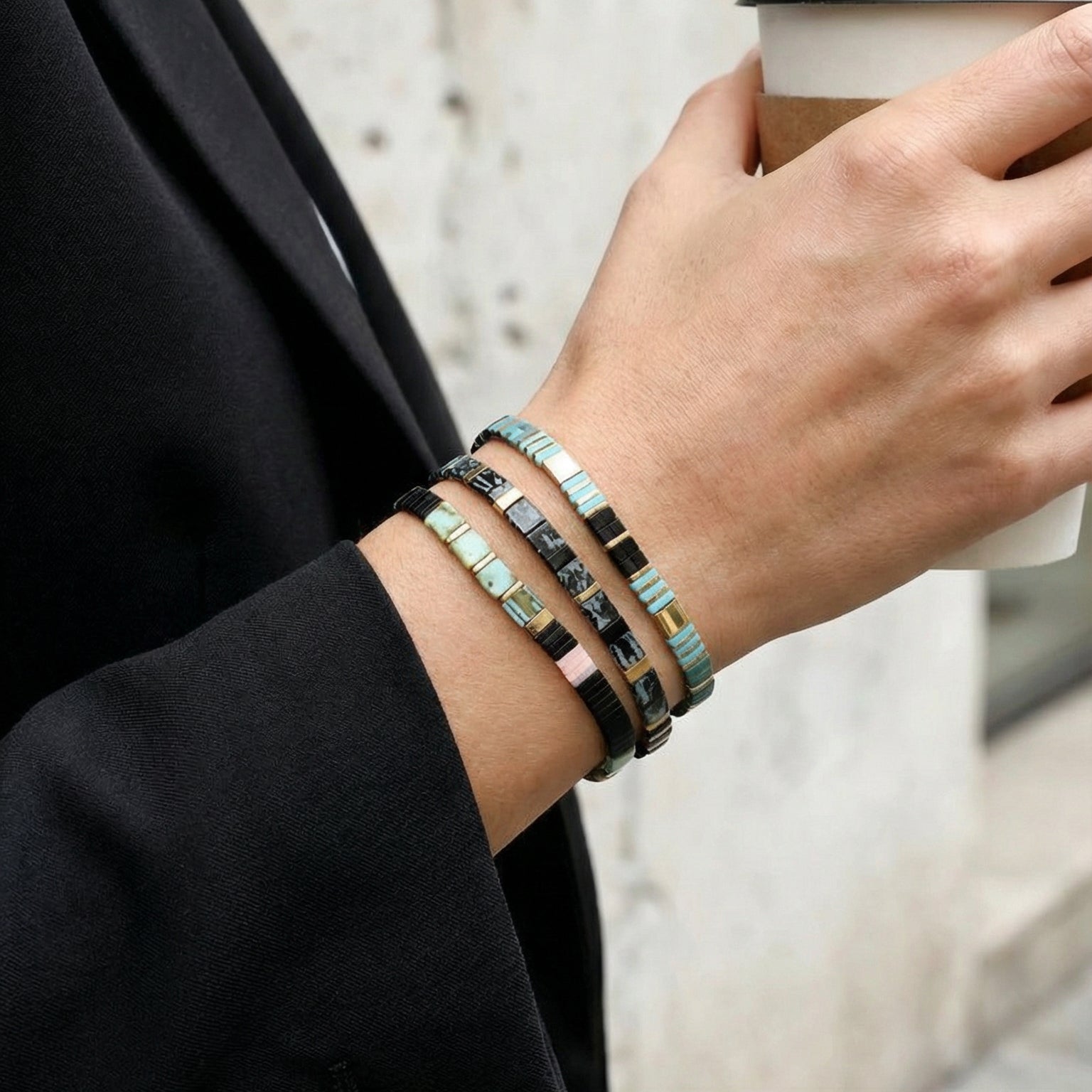 Trio de bracelets en perles du Japon, pour femme, modèle Nikia