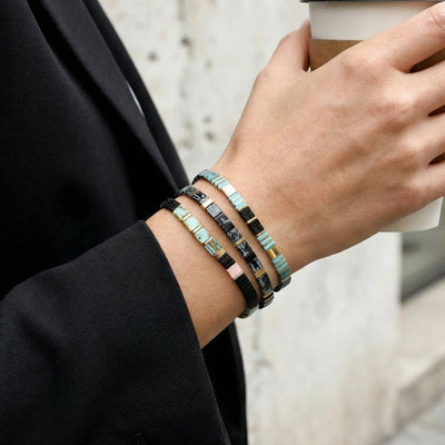Trio aus japanischen Perlenarmbändern für Damen, Modell Nikia