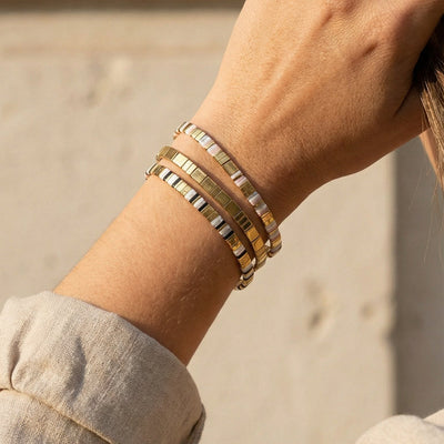 Trio aus japanischen Perlenarmbändern für Damen, Modell Yameta