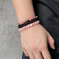 Trio de bracelets en pierres naturelles rose, noir et marron, style mixte Lennox.