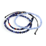 Trio de bracelets tibétains porte - bonheur, calcédoine bleue, pour homme, modèle Gonzalo - La Boutique du Bracelet