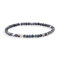 Bracelet homme perles agate multicolore gris bleu et argent, style tibétain minimaliste.