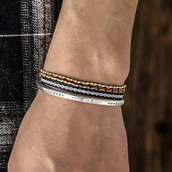 Trio de bracelets tibétains multicolores en coton, corde et argent, style Vasco pour homme.