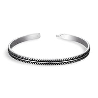 Bracelet homme en argent motifs chevrons gravés, finition brossée, style tibétain.