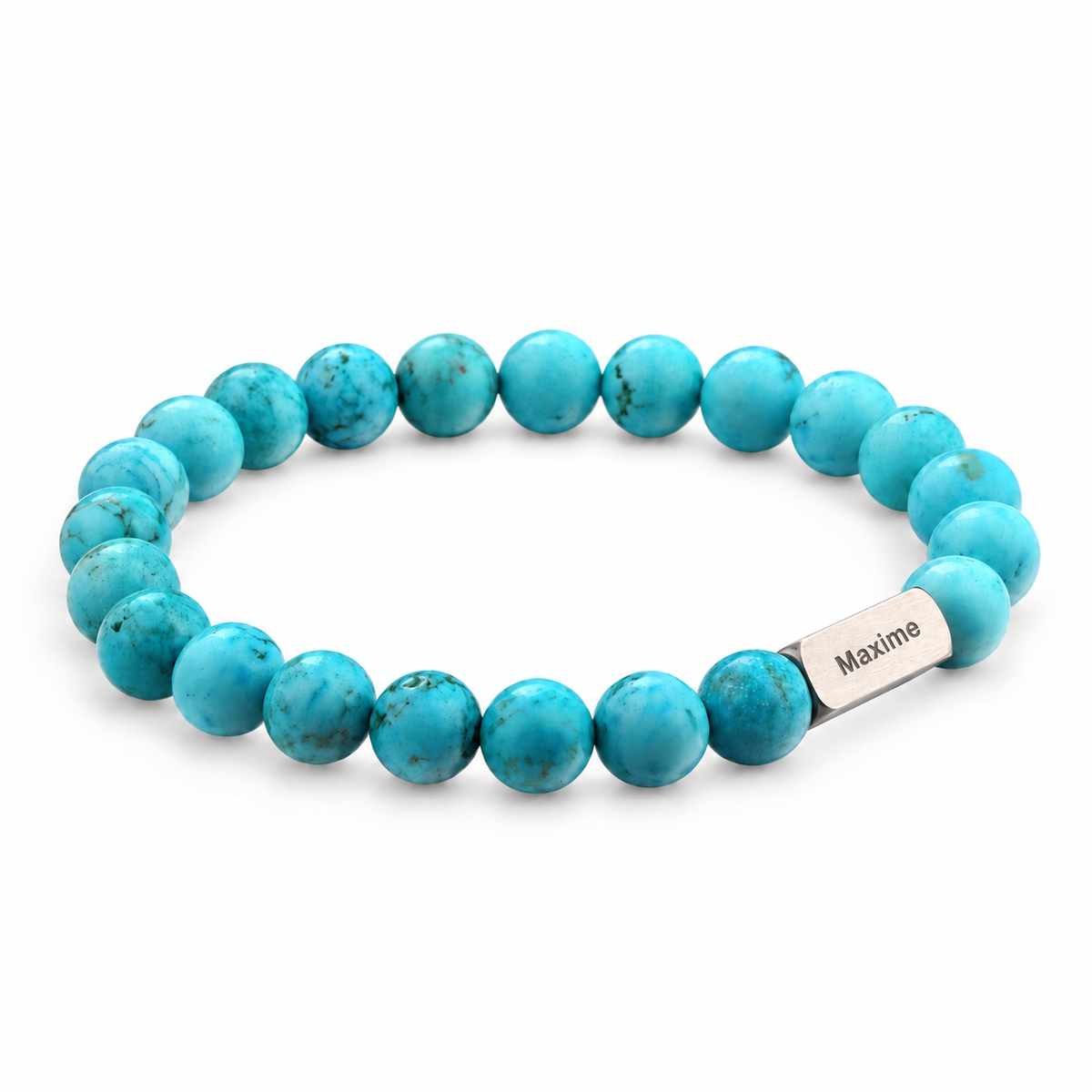 Packshot studio bracelet Zohar Turquoise, vue de face sur fond blanc. — gravure source restaurée 8 octobre 2026