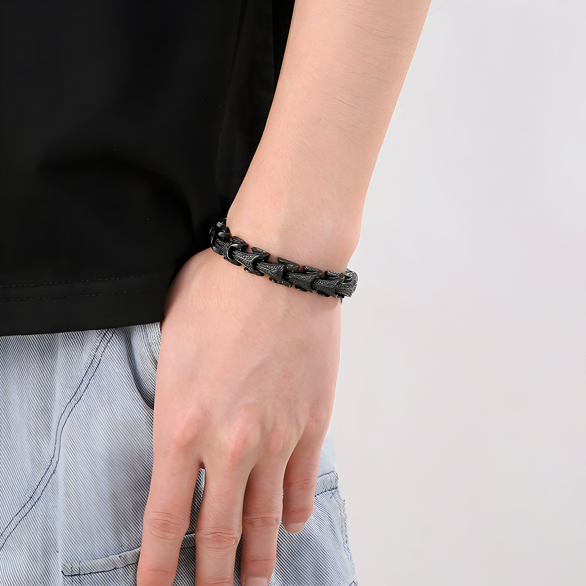 Bracelet acier inoxydable pour homme, aspect serpent, modèle Anatole - La Boutique du Bracelet