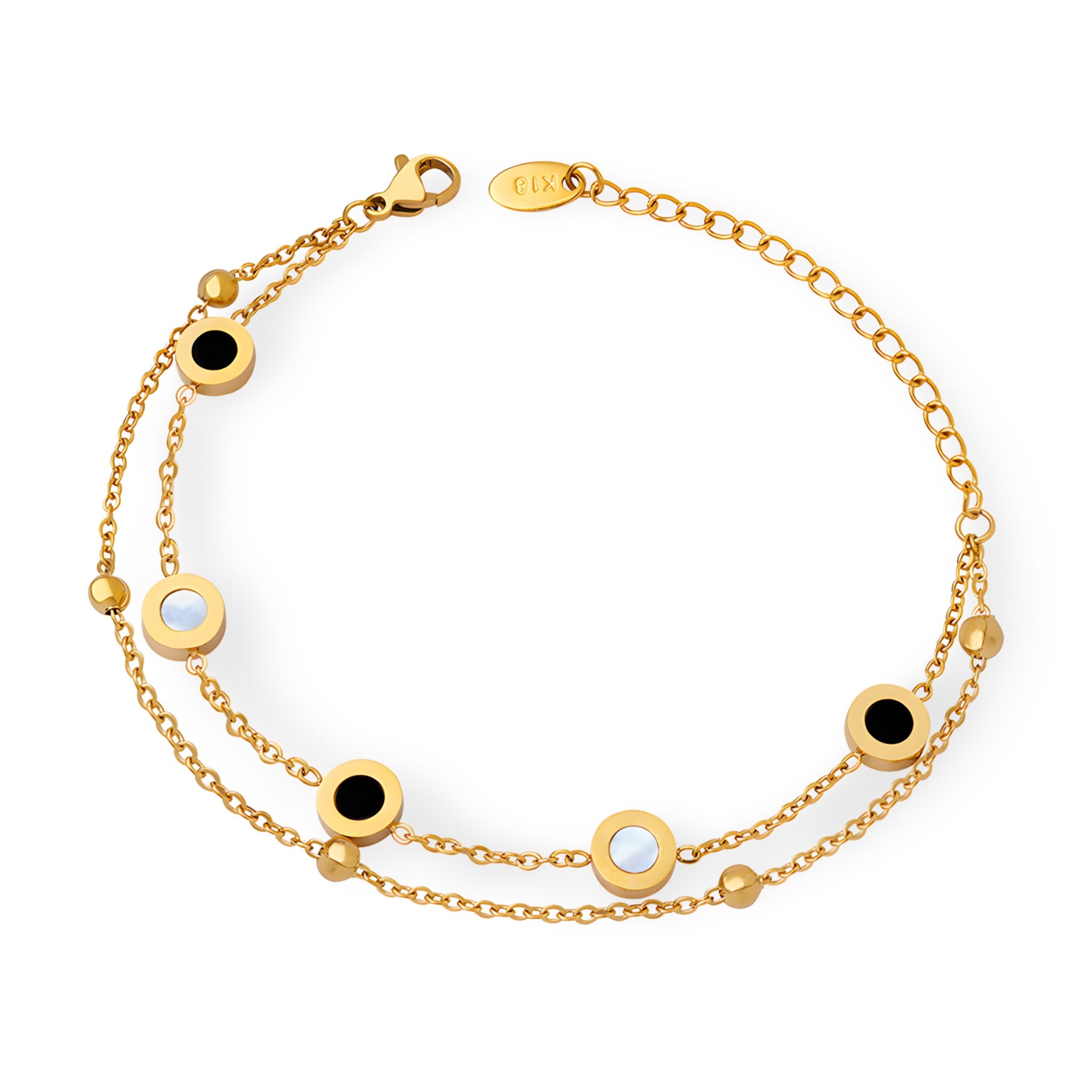 Bracelet ajustable doré en titane avec motif colorés, modèle Rossie - La Boutique du Bracelet