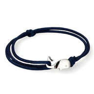 Bracelet cordon marine avec pendentif baleine argenté modèle Léonard pour homme.