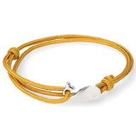 Bracelet cordon jaune pour homme avec breloque baleine en métal argenté, modèle Léonard.