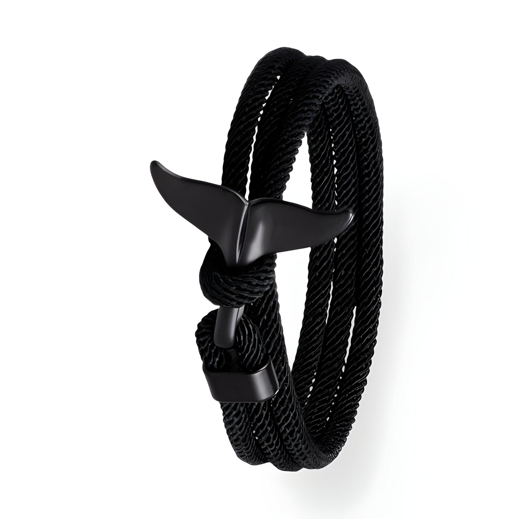 Bracelet cordon pour homme, queue de baleine noire, modèle Enzo - La Boutique du Bracelet