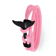 Bracelet cordon rose pour homme avec fermoir queue de baleine noir style Enzo.