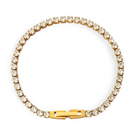 Bracelet doré en titane orné de pierres de zircon scintillantes, modèle Louvenia.