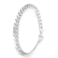 Bracelet homme maille gourmette en acier inoxydable argenté, fermoir mousqueton.