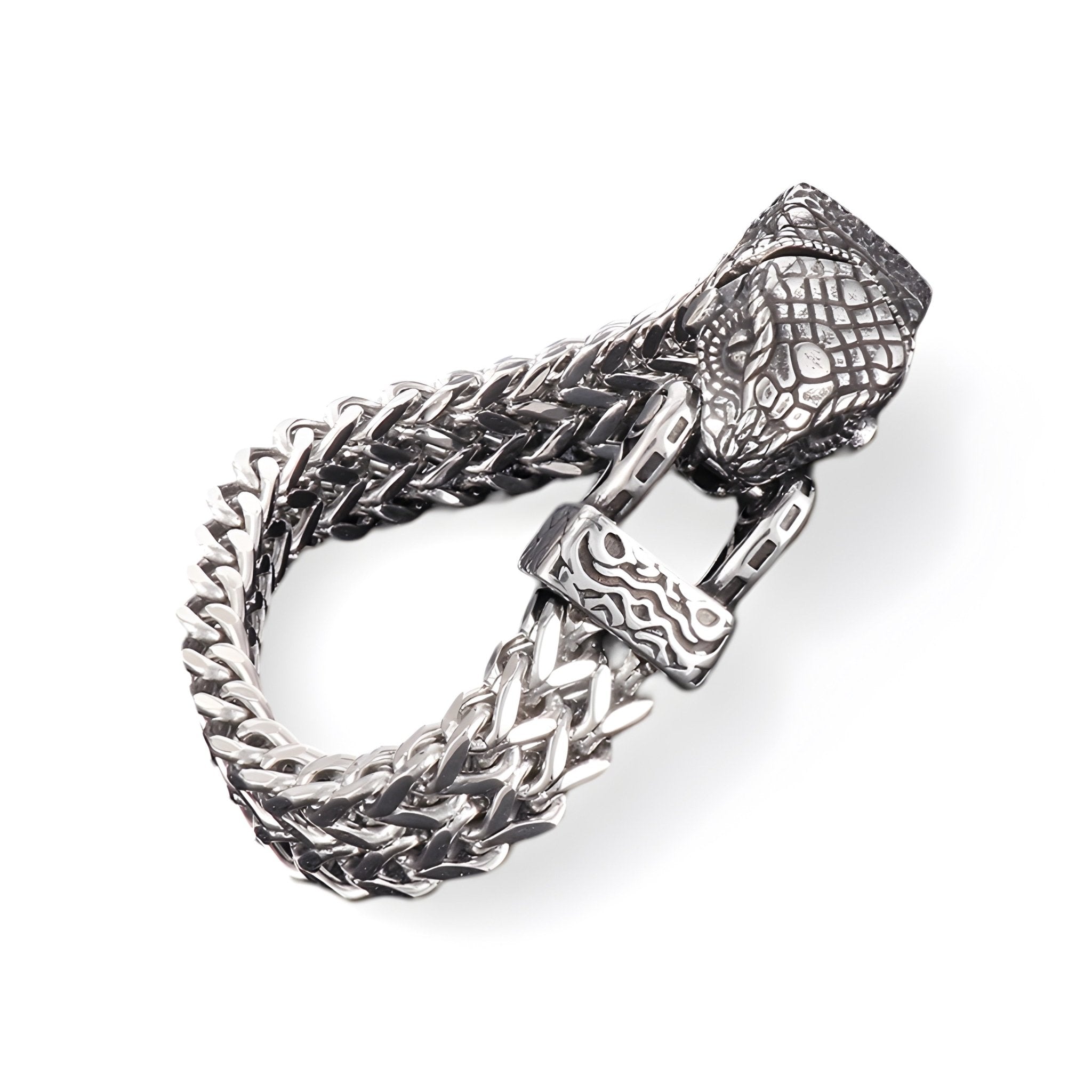 Bracelet en acier inoxydable, fermoir tête de serpent, modèle Serge - La Boutique du Bracelet