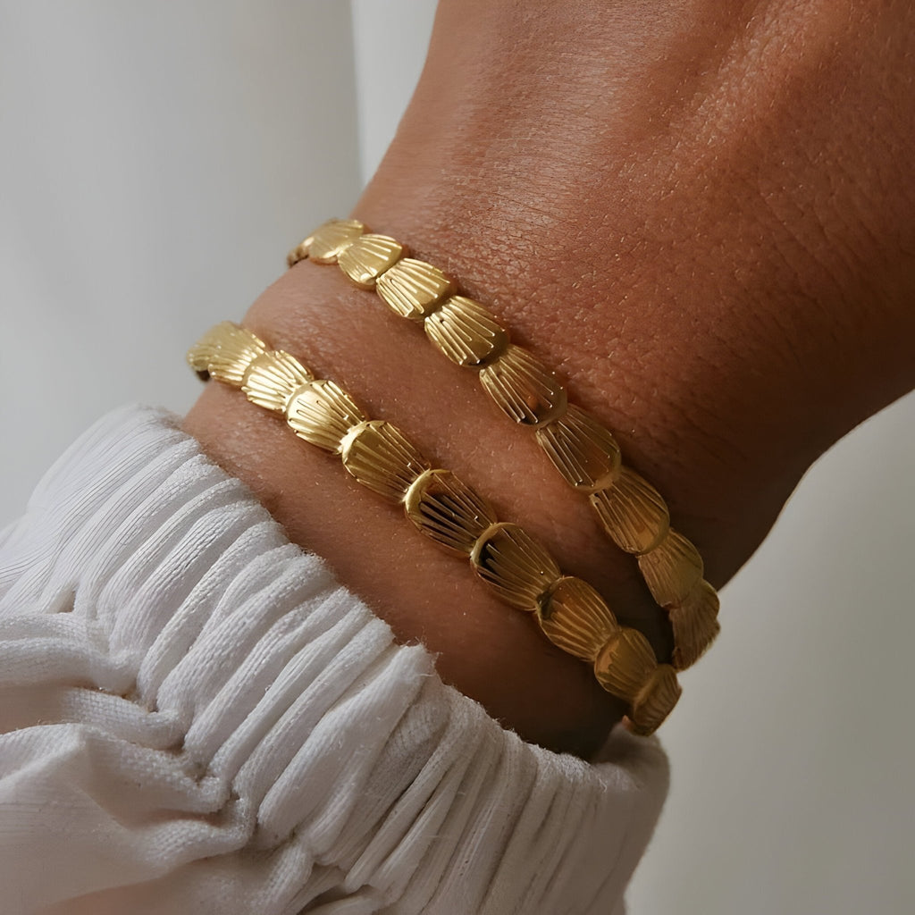 Bracelet en acier inoxydable plaqué or, modèle Iroise - La Boutique du Bracelet