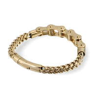 Bracelet homme en acier inoxydable or, style chaîne avec maillons larges et fermoir sécurisée.