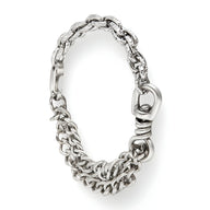 Bracelet homme en acier inoxydable argenté avec maillons larges style chaîne et fermoir robuste.