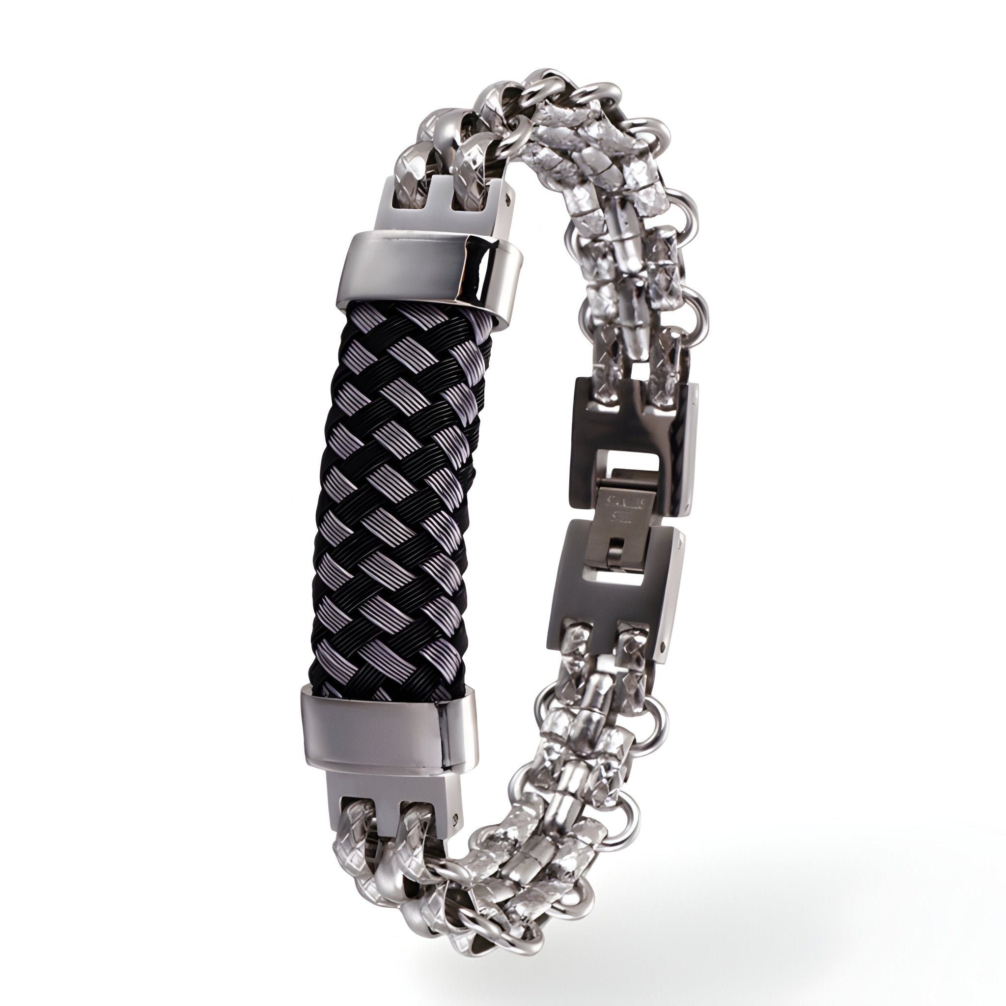 Bracelet en acier inoxydable pour homme, au look damier, modèle Ulysse - La Boutique du Bracelet