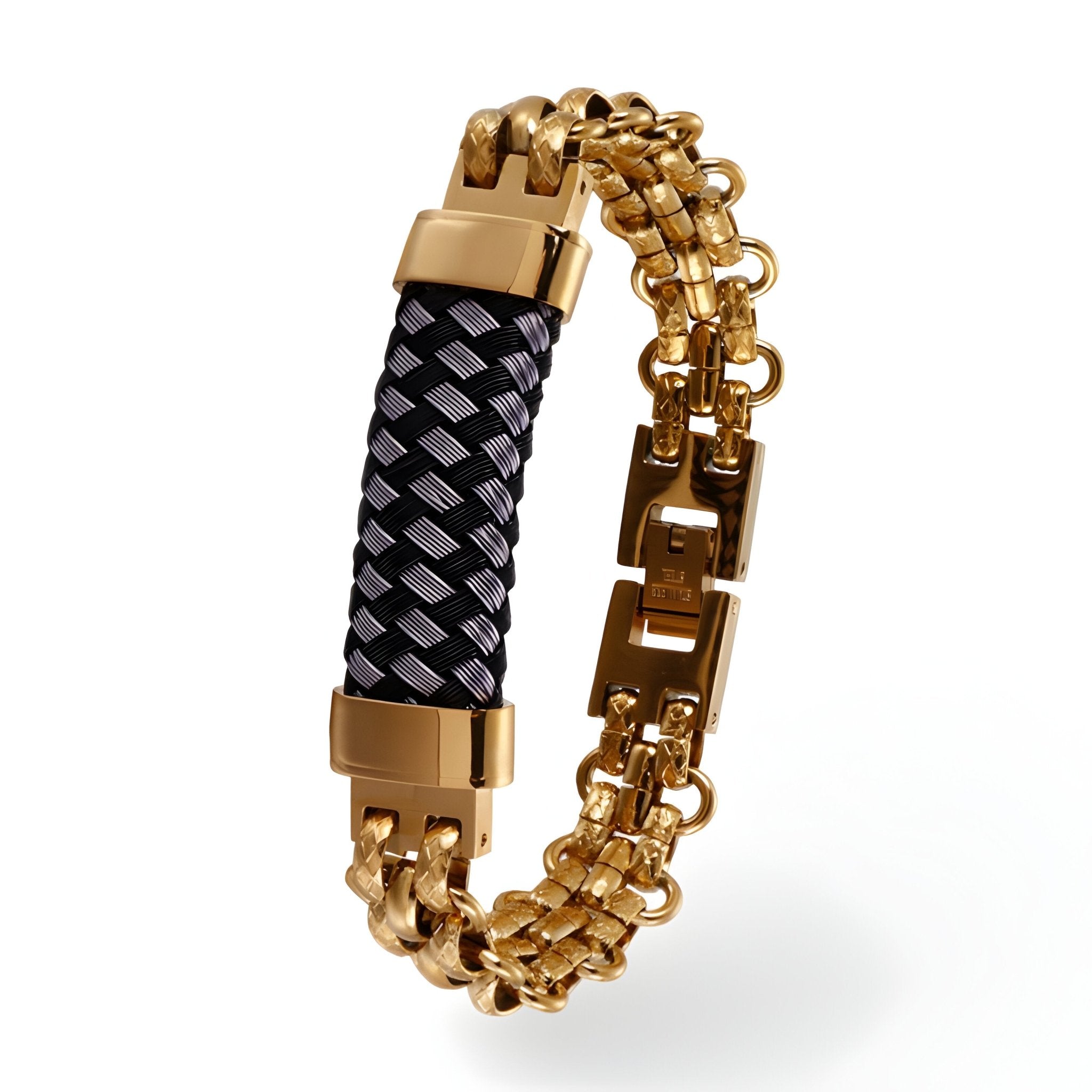 Bracelet en acier inoxydable pour homme, au look damier, modèle Ulysse - La Boutique du Bracelet