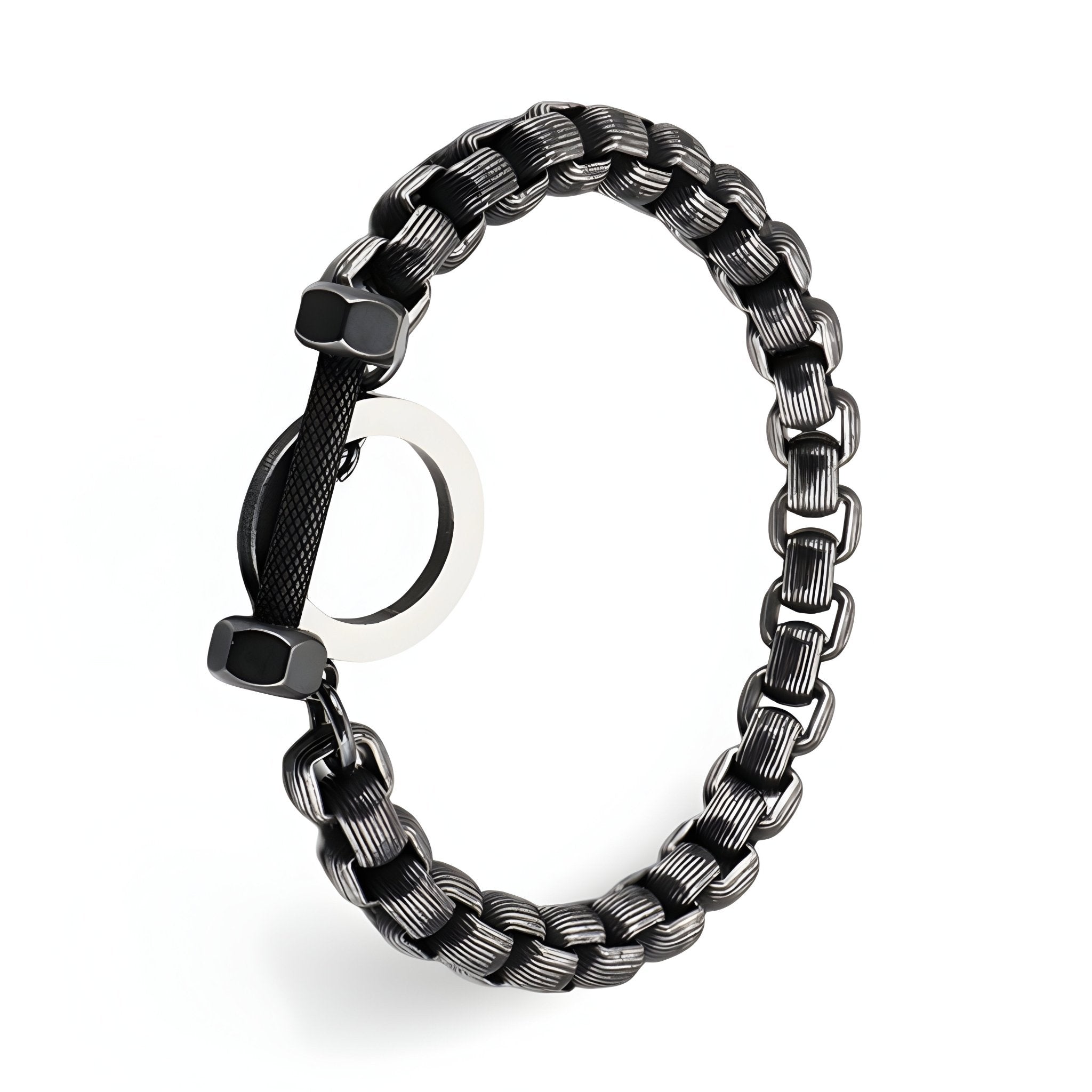 Bracelet en acier inoxydable pour homme, charme haltère, modèle Yvick - La Boutique du Bracelet