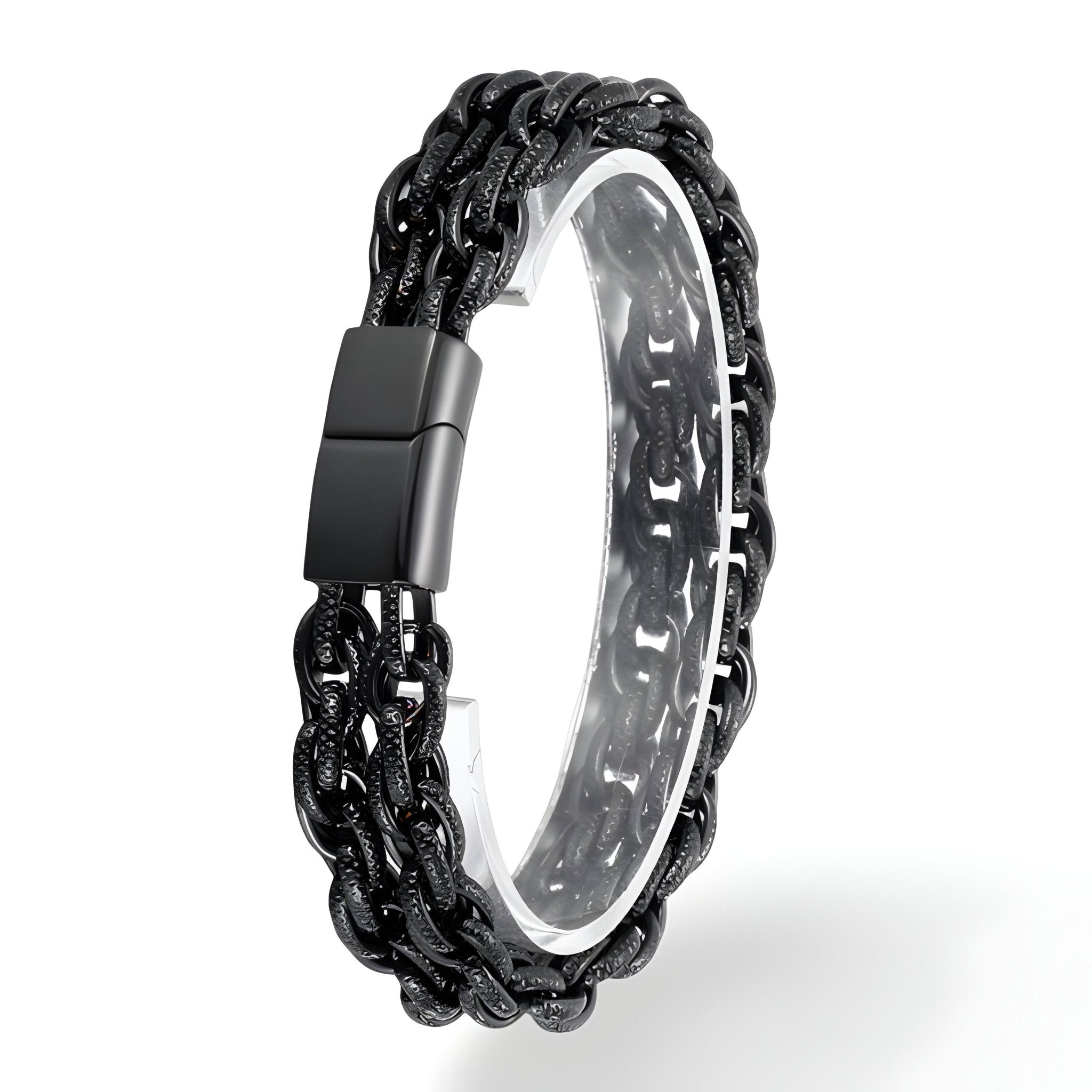 Bracelet en acier inoxydable pour homme, double-rangs, modèle Mathias - La Boutique du Bracelet