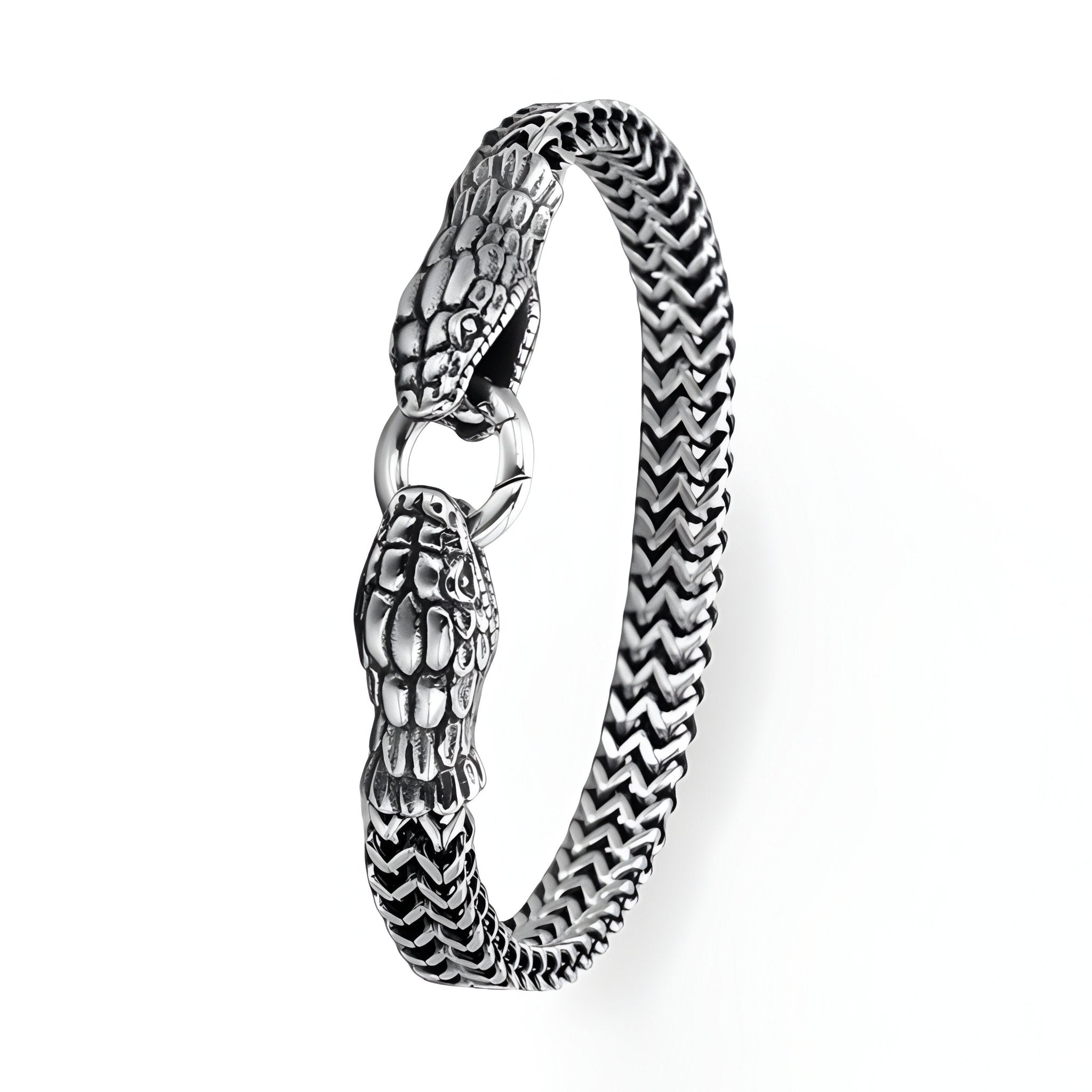 Bracelet en acier inoxydable pour homme, double tête de serpent, modèle Will - La Boutique du Bracelet