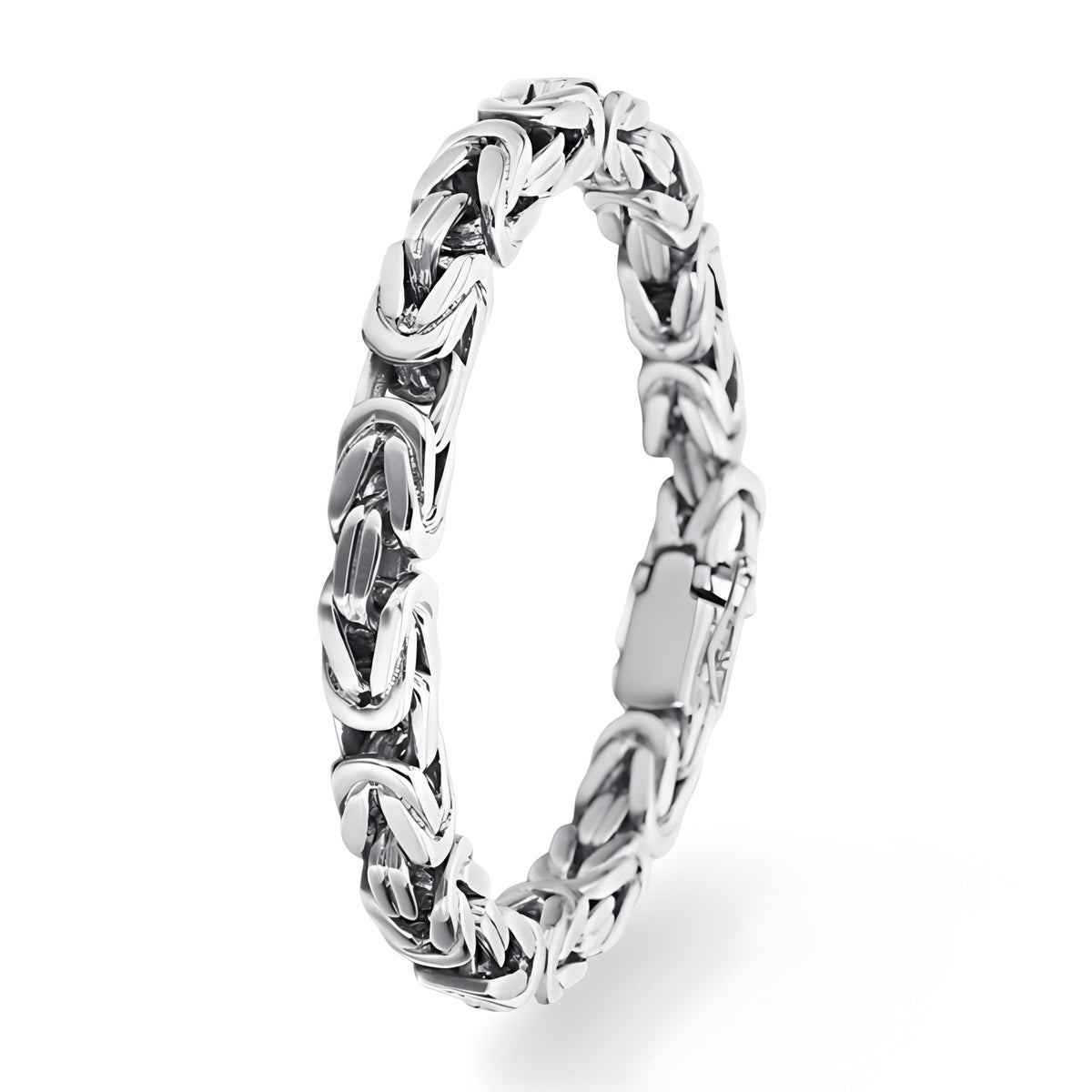 Bracelet pour homme en acier inoxydable argenté avec maille cubaine épaisse et fermoir discret.
