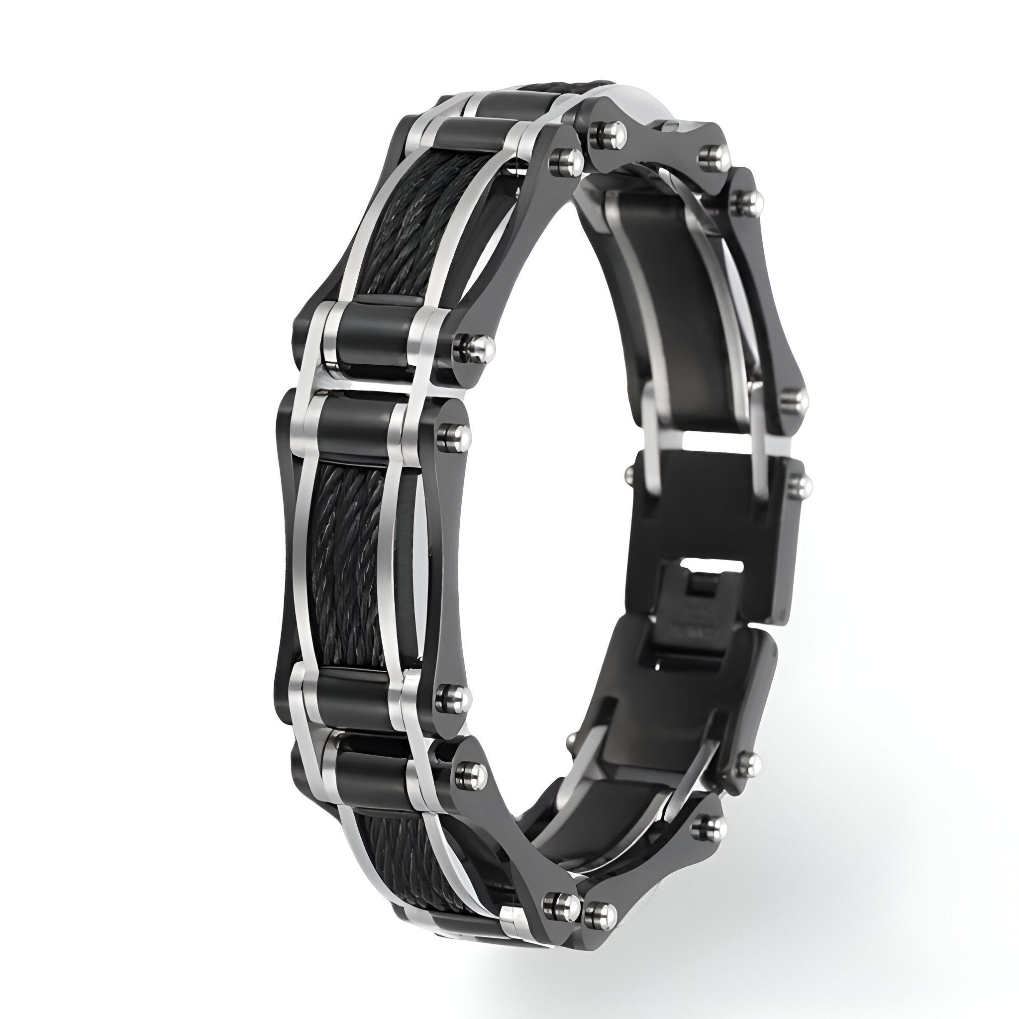 Bracelet en acier inoxydable pour homme, incrusté de fils de fer, modèle Maxence - La Boutique du Bracelet