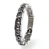 Bracelet homme acier inoxydable argenté maille gourmette texte gravé fermeture clip.