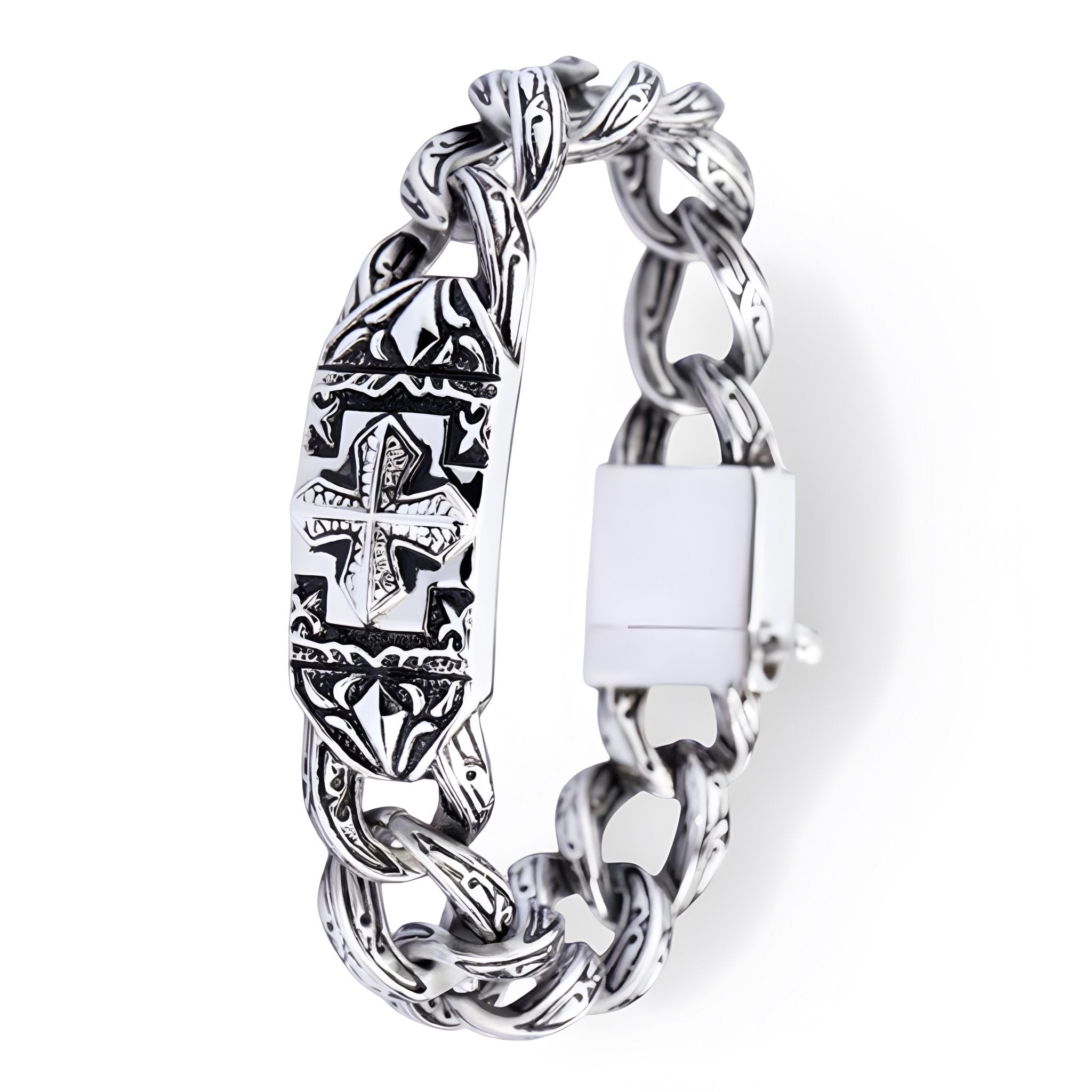 Bracelet en acier inoxydable pour homme, motifs celtique et croix, modèle Joël - La Boutique du Bracelet