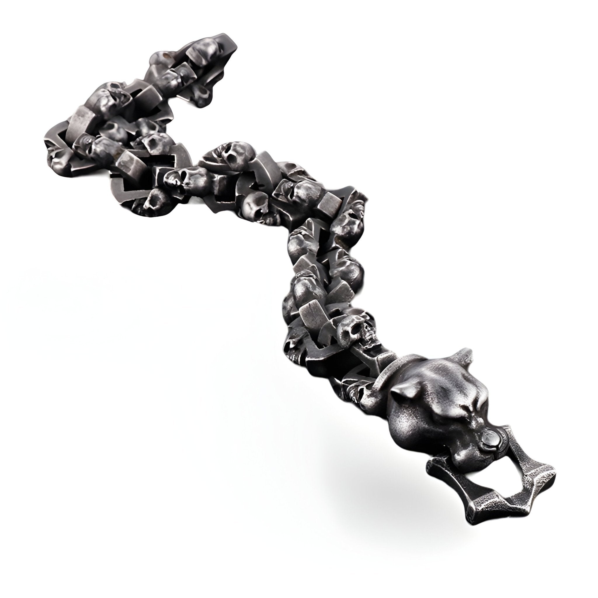 Bracelet en acier inoxydable pour homme, têtes de mort et tête de chien, modèle Vidal - La Boutique du Bracelet