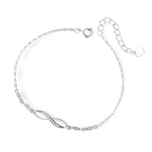 Bracelet en argent sterling pour femme, charm infini incrusté de pierres, modèle Ornella - La Boutique du Bracelet