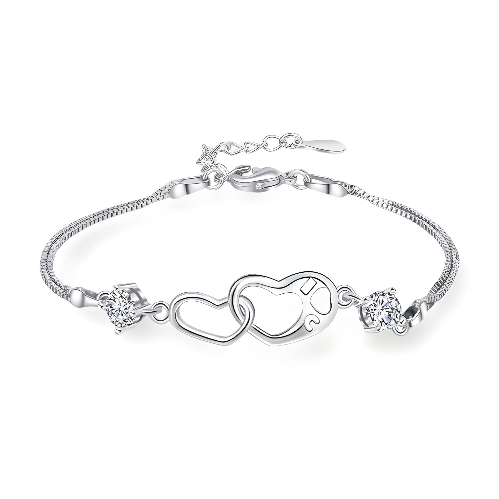 Bracelet en argent sterling pour femme, coeurs difformes, modèle Laurine - La Boutique du Bracelet