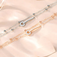 Bracelet en argent sterling couleur argent avec design barrette et petites perles rondes, chaîne fine délicate Bracelet en.