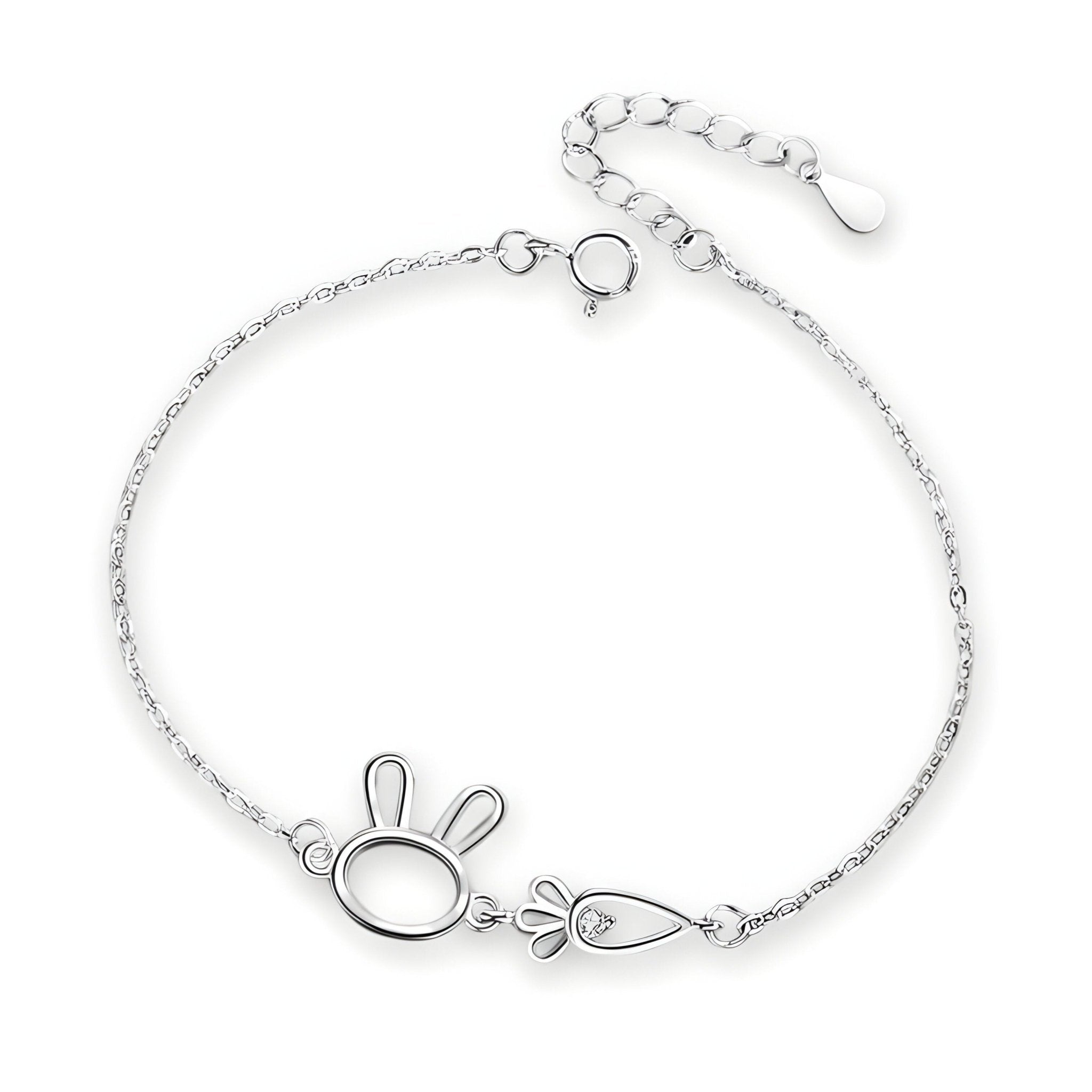 Bracelet en argent sterling pour femme, lapin et carotte, modèle Judy - La Boutique du Bracelet