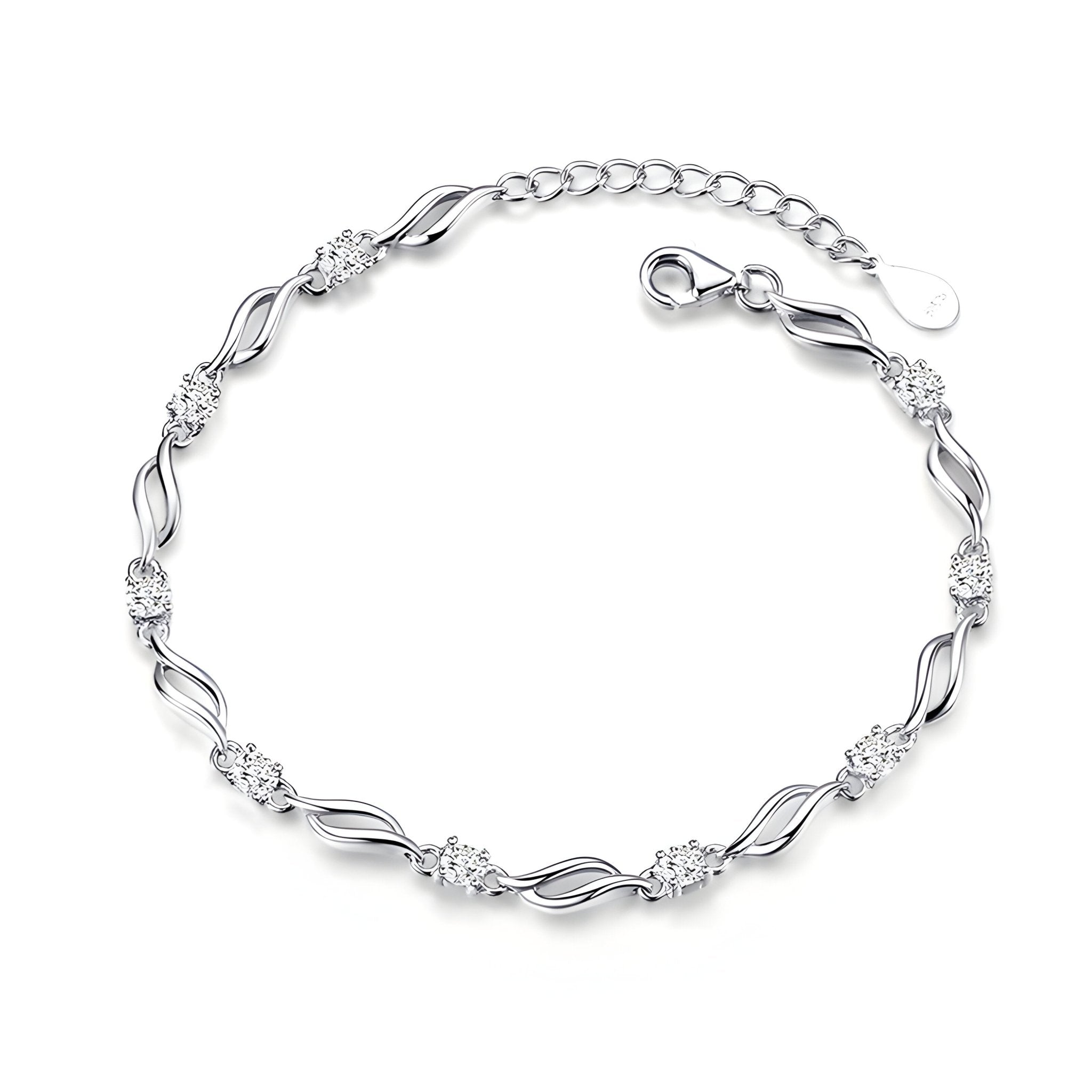 Bracelet en argent sterling pour femme, ondulé, modèle Adeline - La Boutique du Bracelet