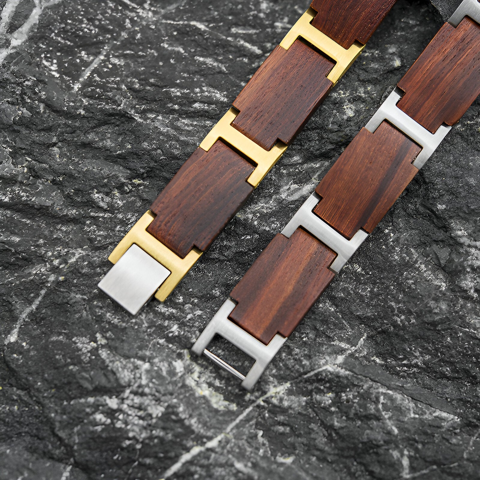 Bracelet en bois d'acajou pour homme, nature moderne, modèle Augustin - La Boutique du Bracelet