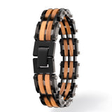 Bracelet en bois de noyer pour homme, aux lignes pures et contrastées, modèle Léon - La Boutique du Bracelet