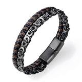 Bracelet en cuir, aspect chaîne, modèle Vivien - La Boutique du Bracelet