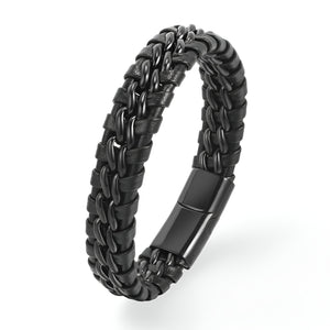 Bracelet en cuir, aux détails ondulés, modèle Esteban - La Boutique du Bracelet
