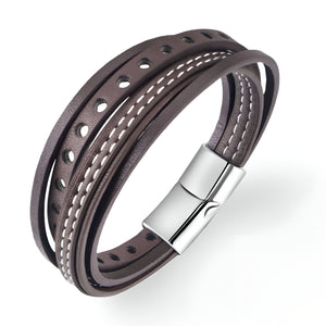 Bracelet en cuir, multi-rangs, simple et tendance, modèle Max - La Boutique du Bracelet