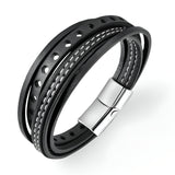 Bracelet en cuir, multi-rangs, simple et tendance, modèle Max - La Boutique du Bracelet