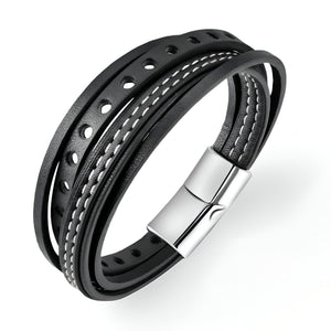 Bracelet en cuir, multi-rangs, simple et tendance, modèle Max - La Boutique du Bracelet
