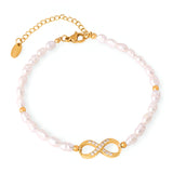 Bracelet en perles naturelles, motif signe "infini" serti de zircone, modèle Mélissa - La Boutique du Bracelet