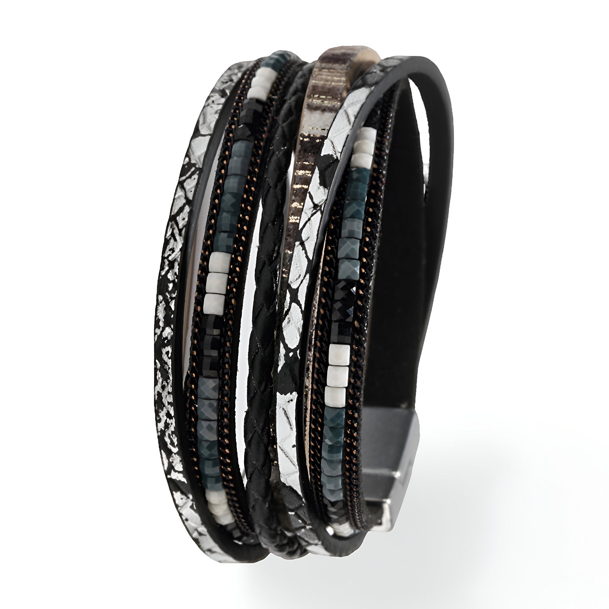 Bracelet en simili cuir, multi-rangs, colorés, modèle Louis - La Boutique du Bracelet
