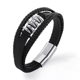 Bracelet en simili cuir, multi-rangs, motif ondulations, modèle Thomas - La Boutique du Bracelet